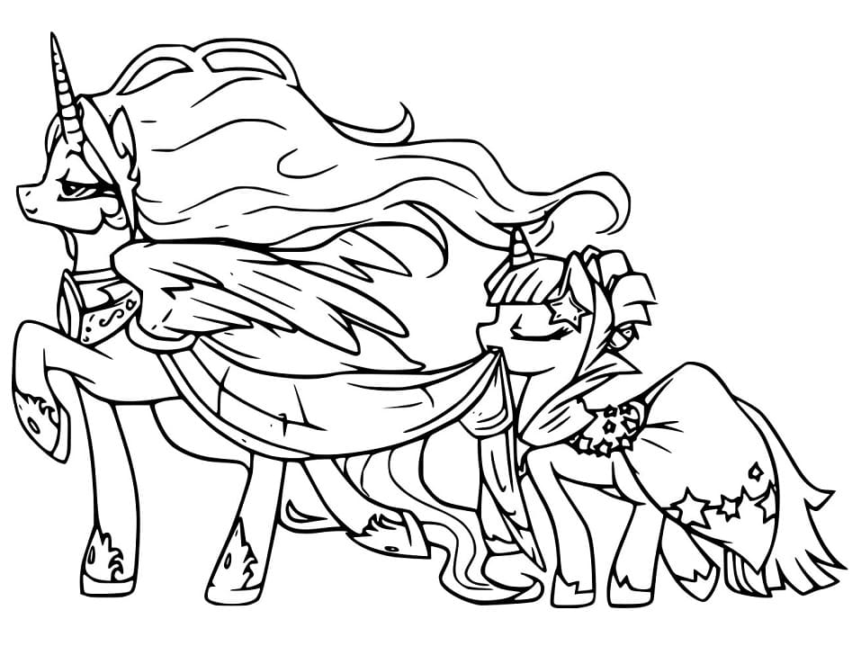 Tranh tô màu ngựa Pony và các bạn đẹp mắt