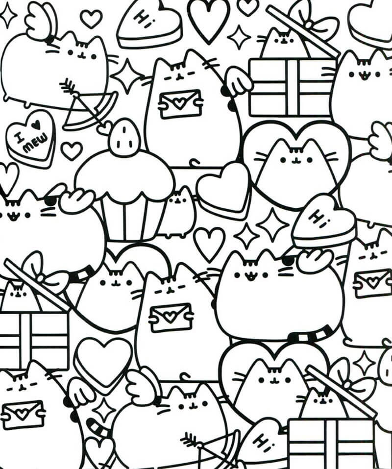 Tô màu Pusheen đáng yêu - Trang Tô Màu Cho Bé
