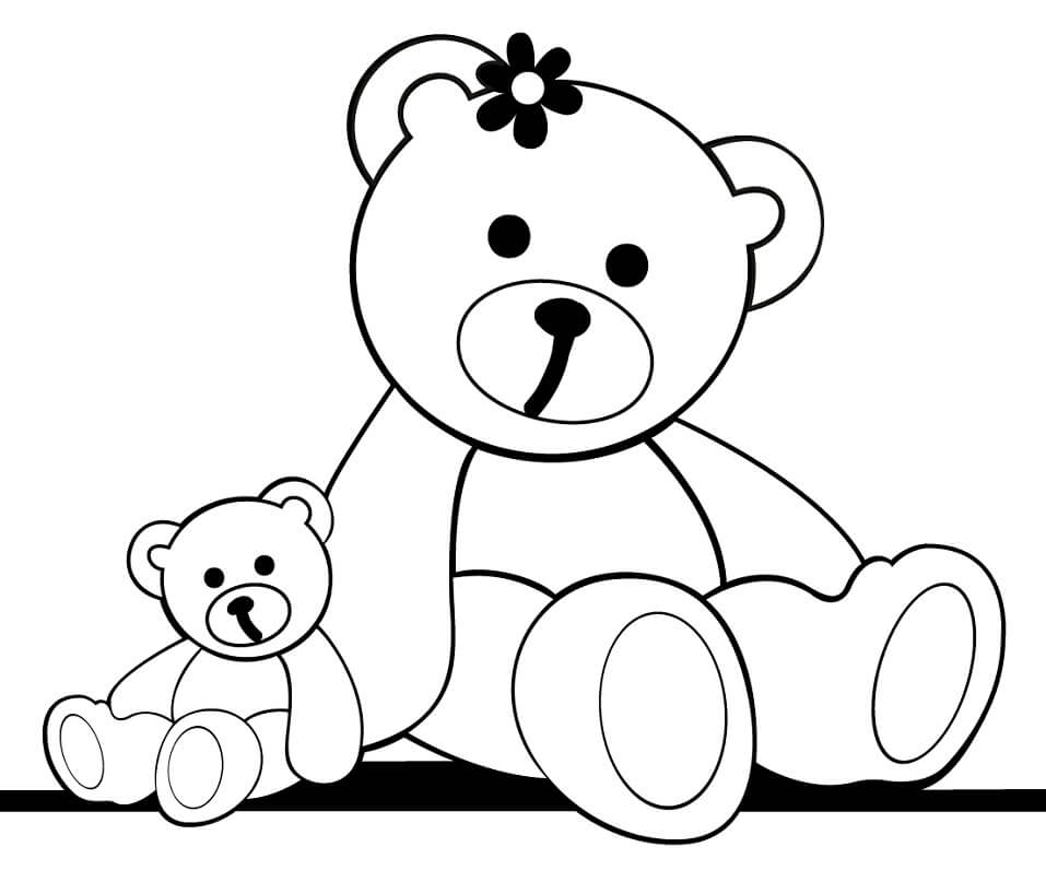 Tô màu Gấu Bông Lớn và Bé - Trang Tô Màu Cho Bé