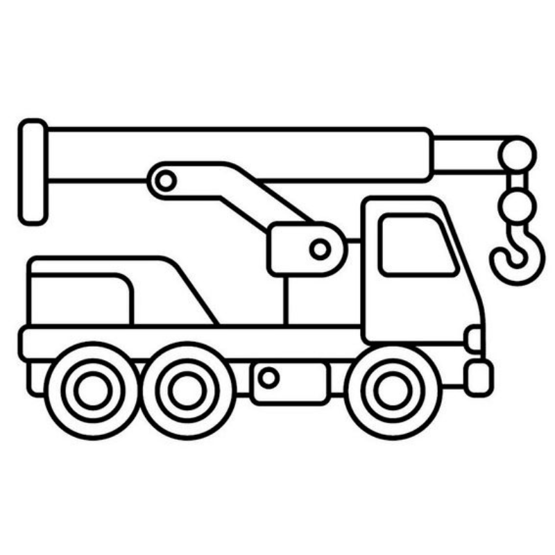 Bức Họa Màu Nước Xe Cần Cẩu