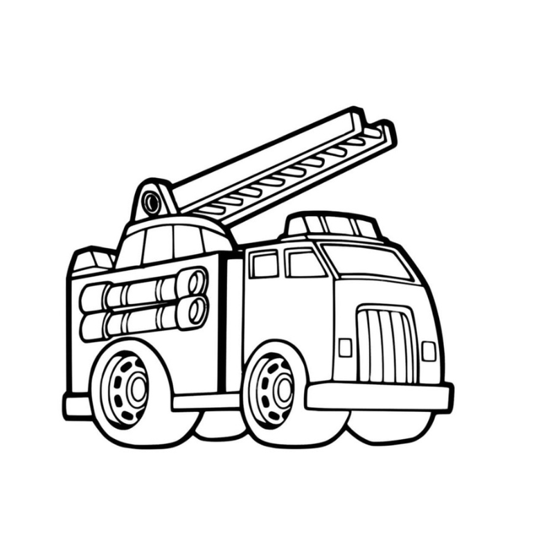 Tranh Tô Màu Đám Cháy Được Dập Tắt Bởi Xe Cứu Hỏa